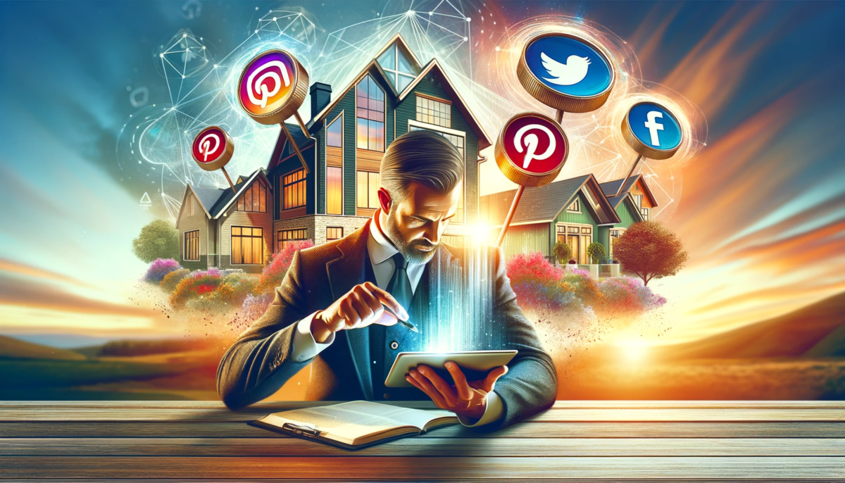 An illustration representing the transformative role of social media, particularly Instagram and Pinterest, in real estate marketing